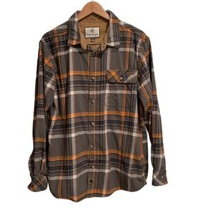 Legendary Whitetails Gray & Orange Flannel Plaid Button-Down Shirt